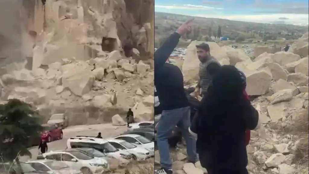 Kapadokya’da peribacası yıkıldı